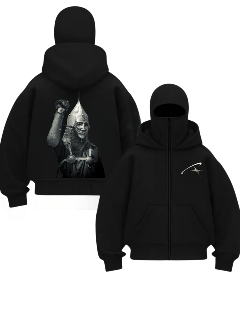 Siyah Unisex Kar Maskeli Lord Baskılı Oversize Hırka