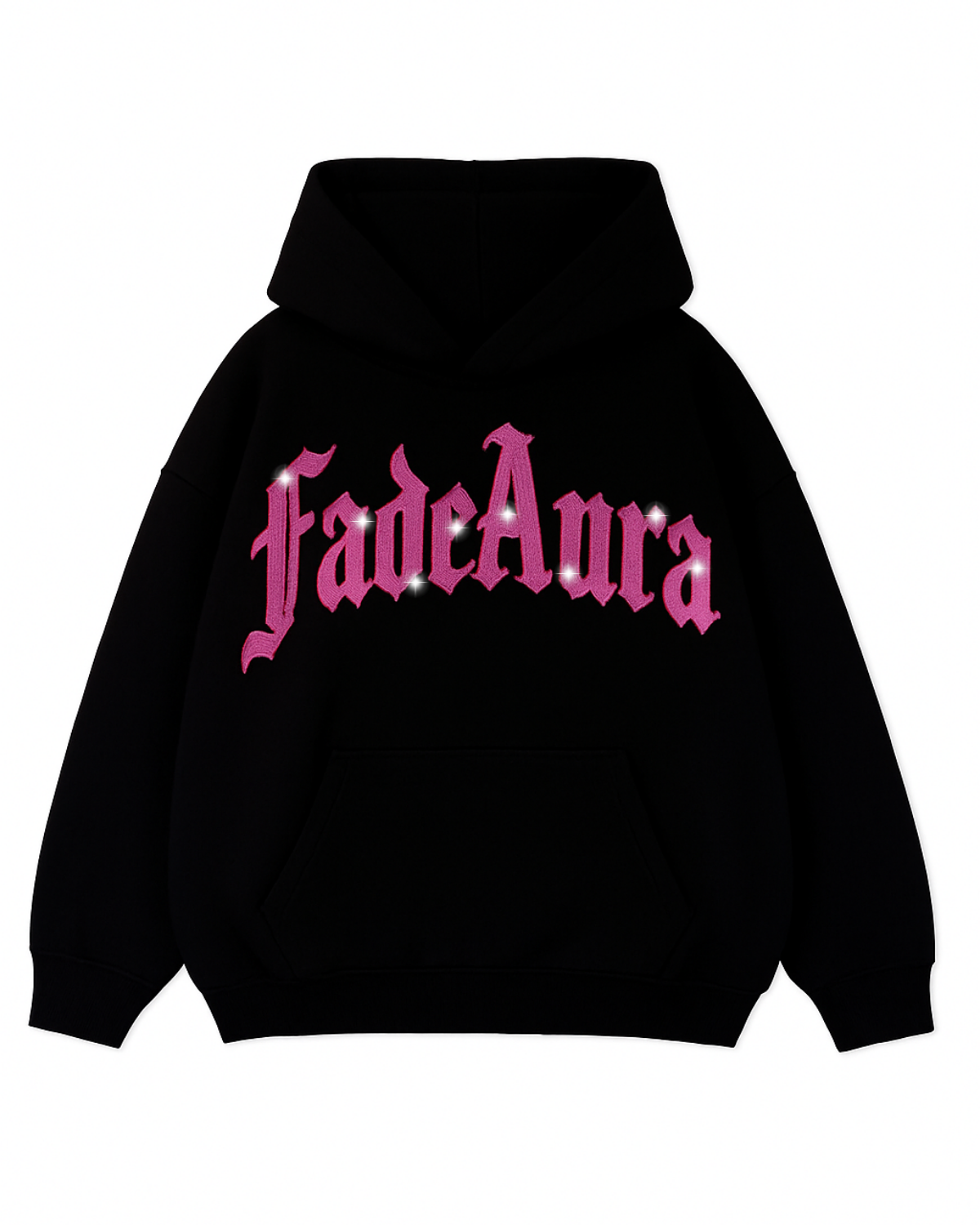 Siyah Unisex Oversize Pembe Favela 2015 Parıltılı Taş Baskılı Sweatshirt