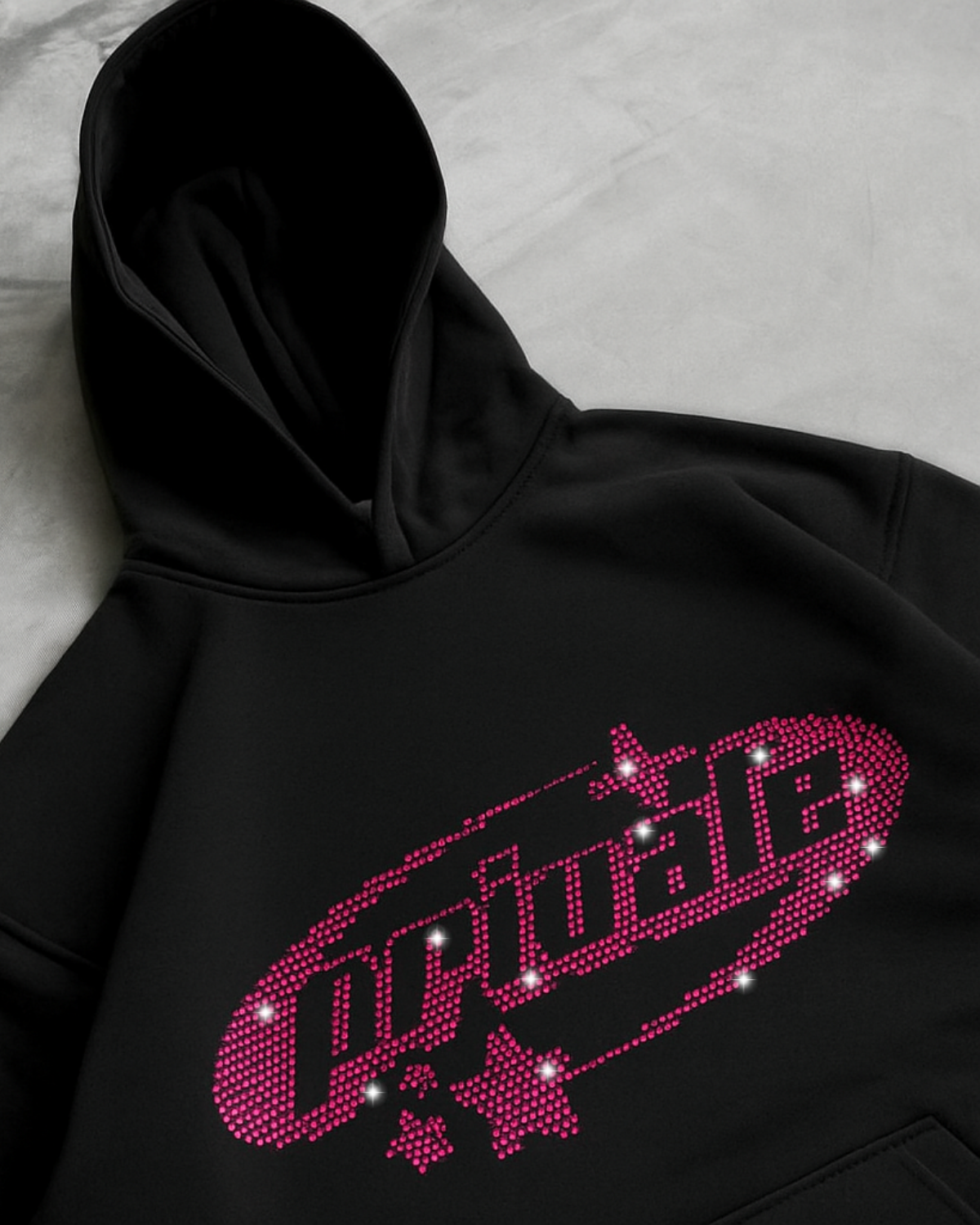 Siyah Unisex Oversize Pembe Private Parıltılı Taş Baskılı Sweatshirt