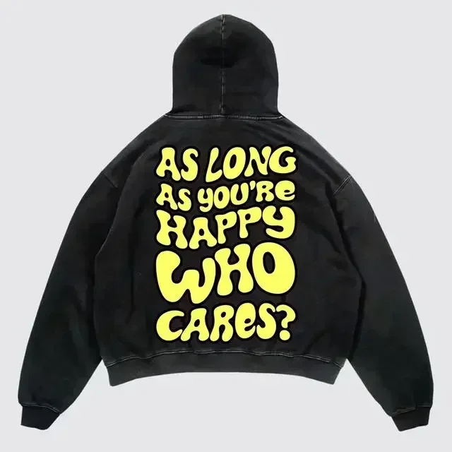 Siyah Yıkamalı Gothic As Long As You'Re  Kapüşonlu Sweatshirt