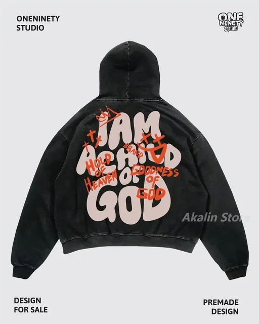 Siyah Yıkamalı I Am Aehıld Of God Kapüşonlu Sweatshirt