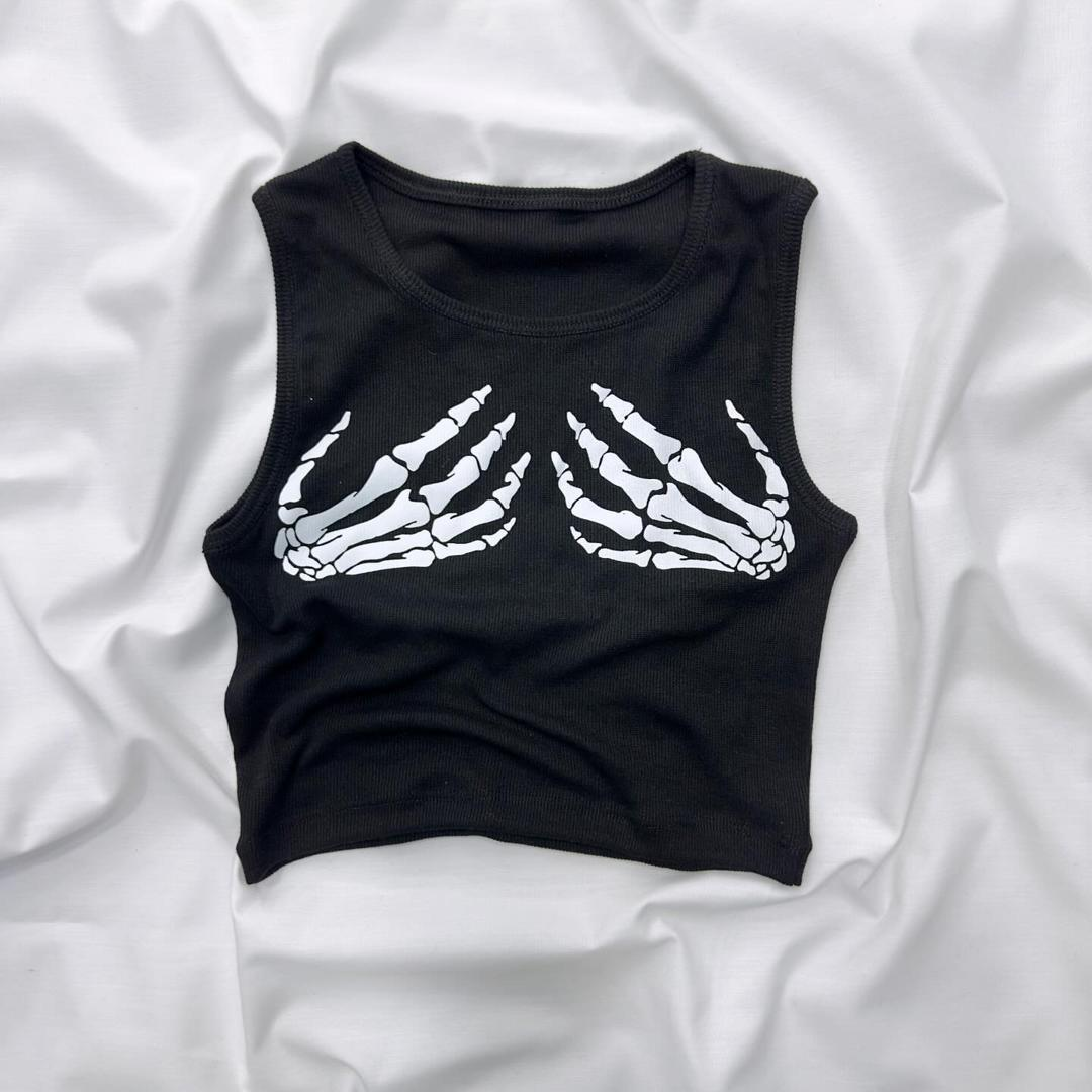 Skeleton Detail Tech Crop Tank