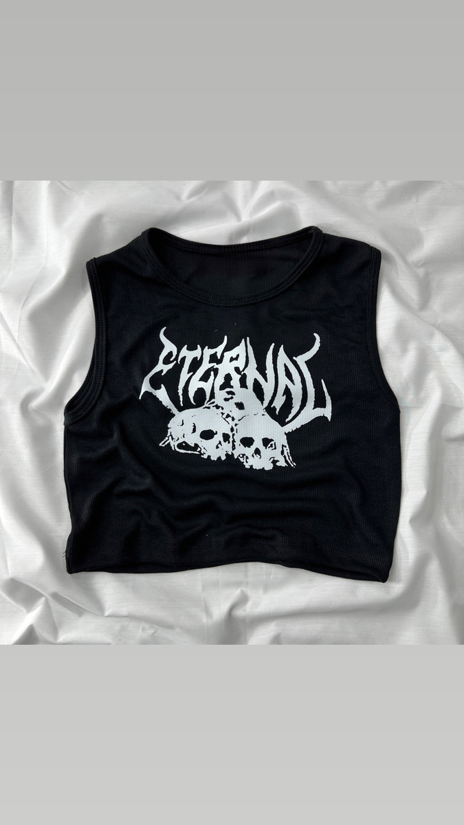 Skull Head Detail Tech Crop Tank