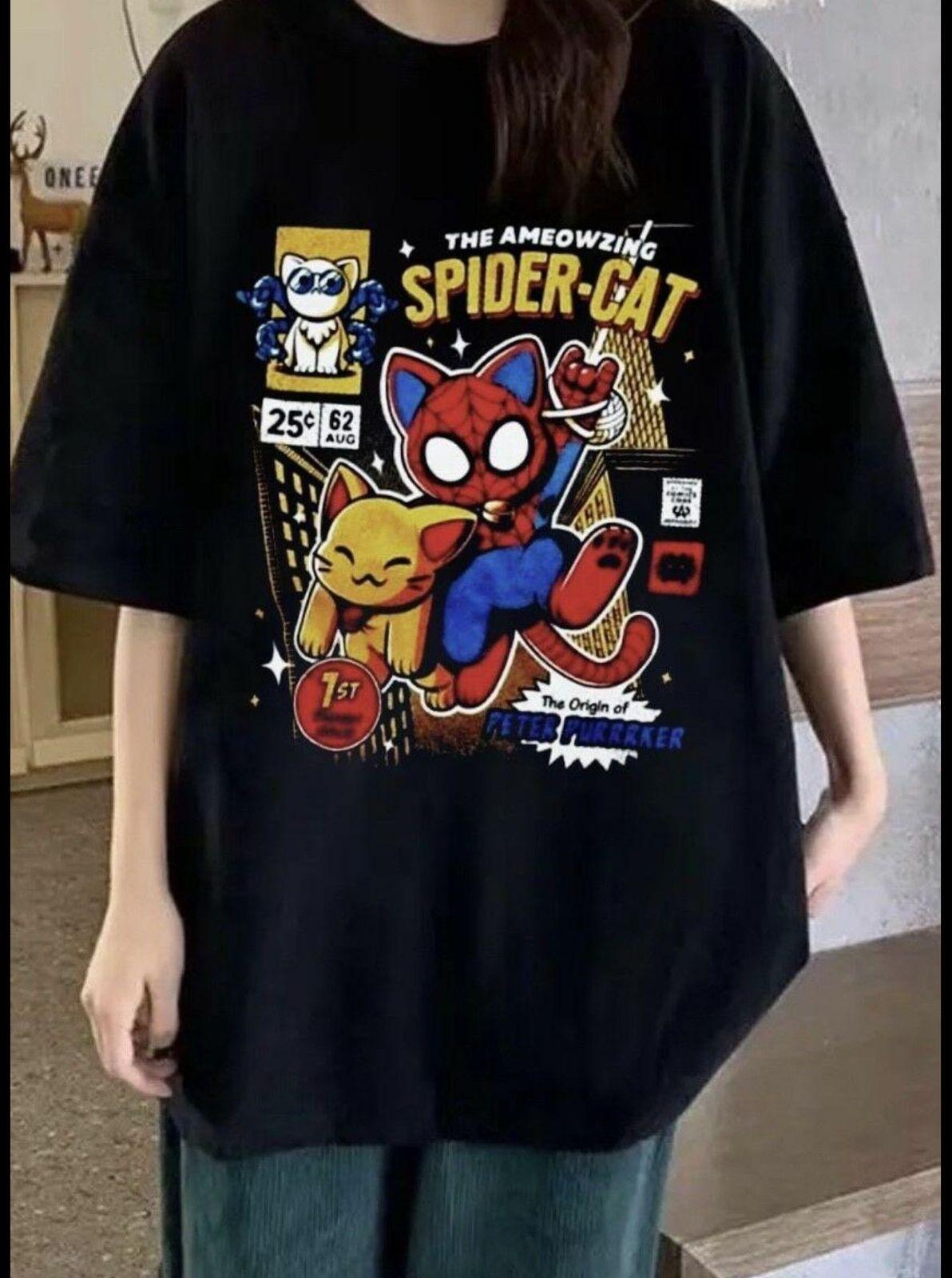 Spider-Cat Detail Oversize Unisex T-shirt