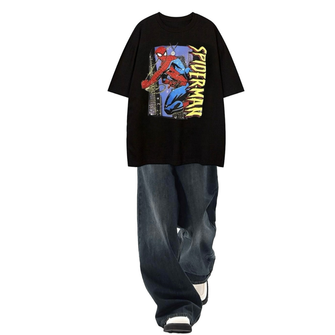 Spider-Man T-shirt Ve Baggy Eskitme Pantolon Takım