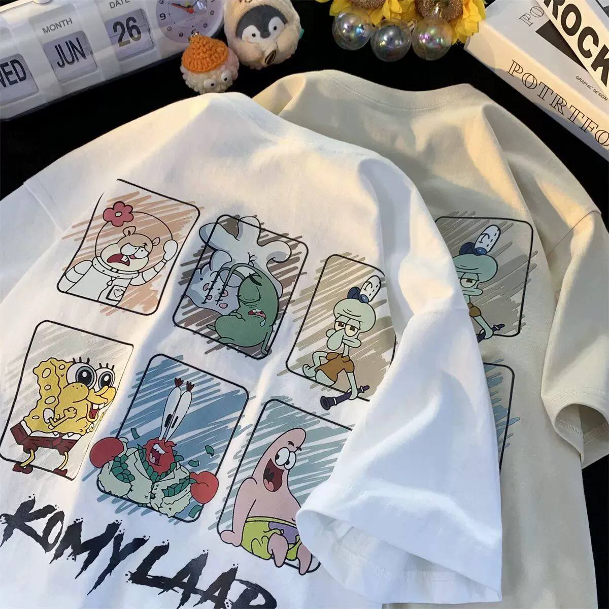 Sponge Bob Karikatür Detaylı Oversize Unisex T-shirt
