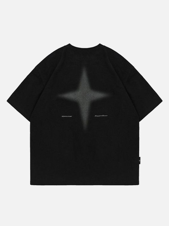 Star Aesthetic Oversize Unisex Siyah T-shirt