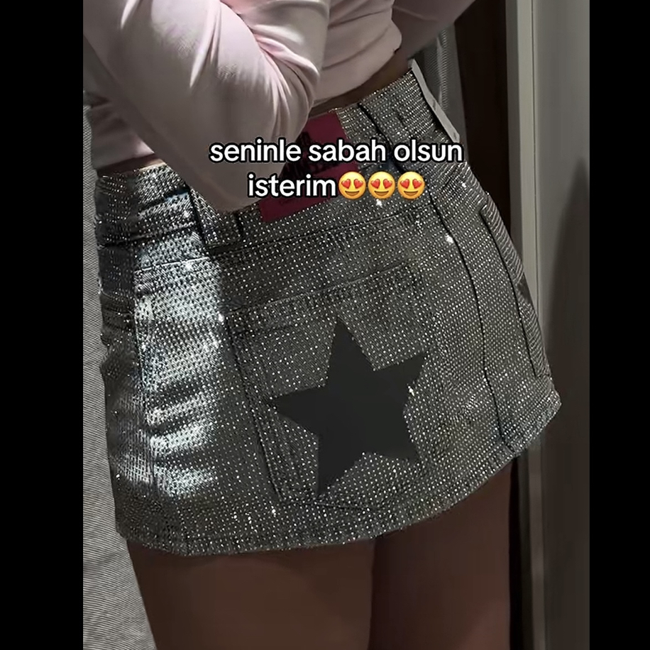 Star Luxy Diamond Taşlı Şort Etek