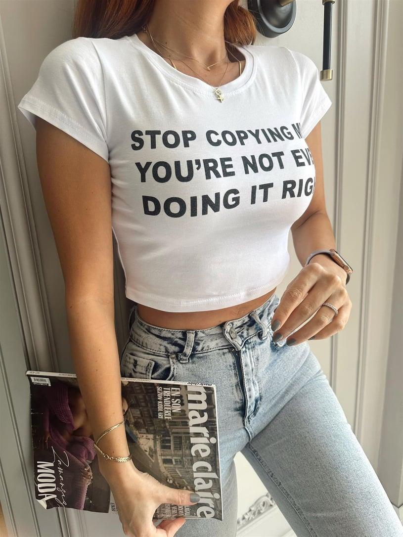 Stop Copying Me Detail Crop Top
