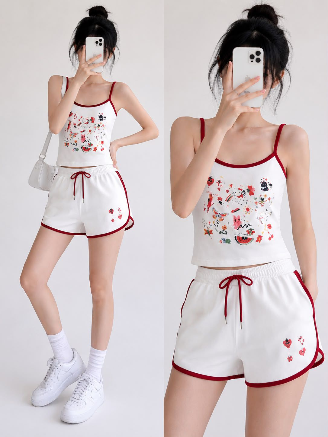 Sweet Cherry Askılı Şort Takım