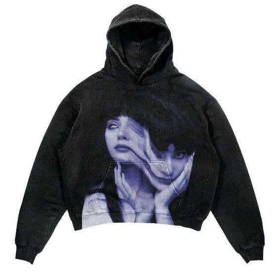 Two Spirit Woman Siyah Kapüşonlu Oversize Unisex Sweatshirt
