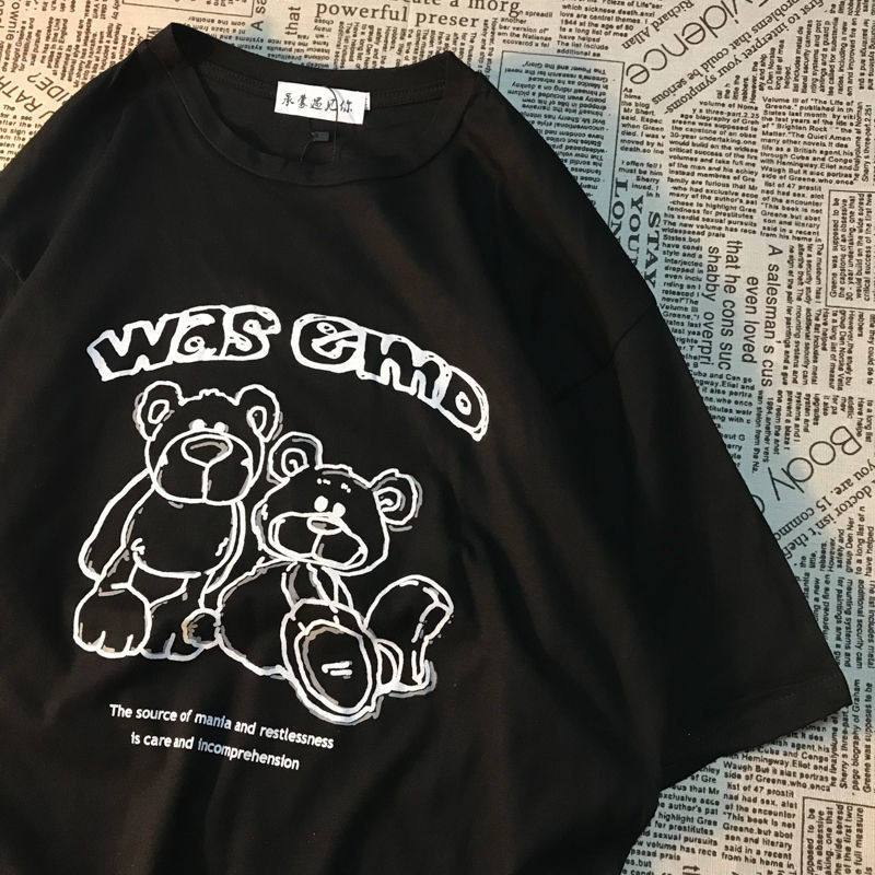Was Emd Detaylı Oversize Unisex Siyah T-shirt