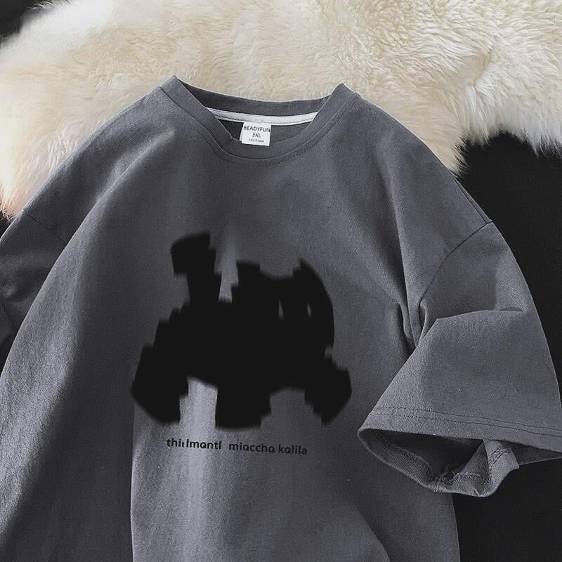 Y2k Cat Detail Oversize Unisex Siyah T-Shirt