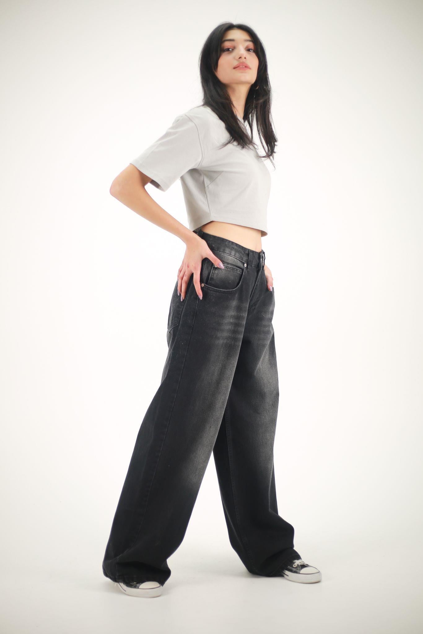 Y2k Extra Siyah Baggy Unisex Yıkamalı Pantolon