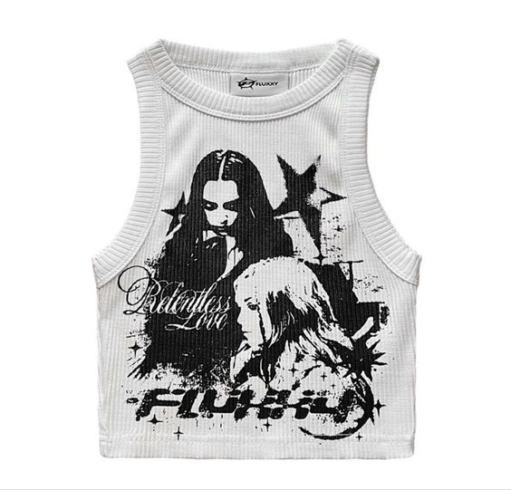 Y2k Grunge Print Detail Crop Top