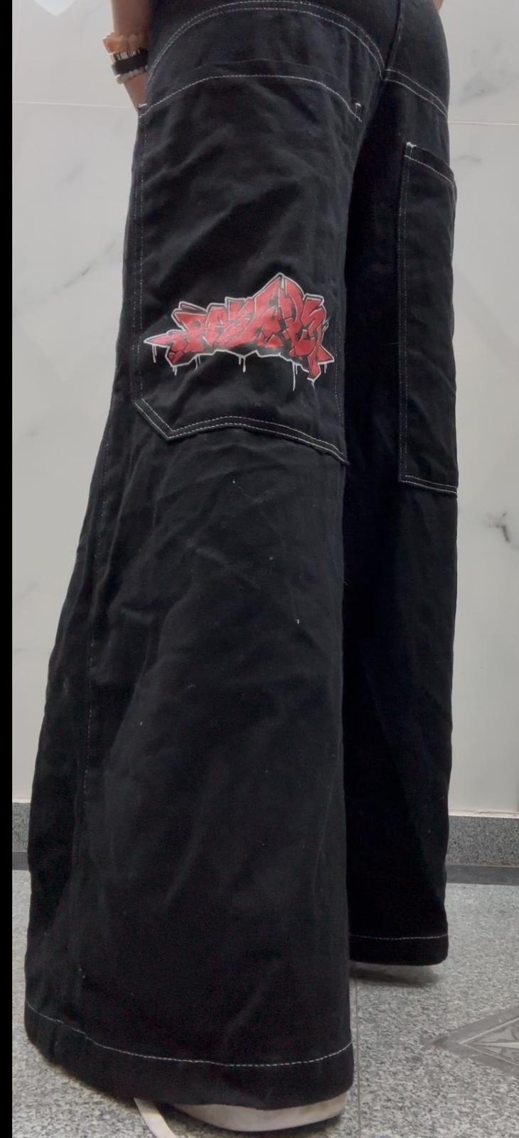 Y2k Streetwear Yıldız Detail Unisex Baggy Tech Pantolon - Gofeel