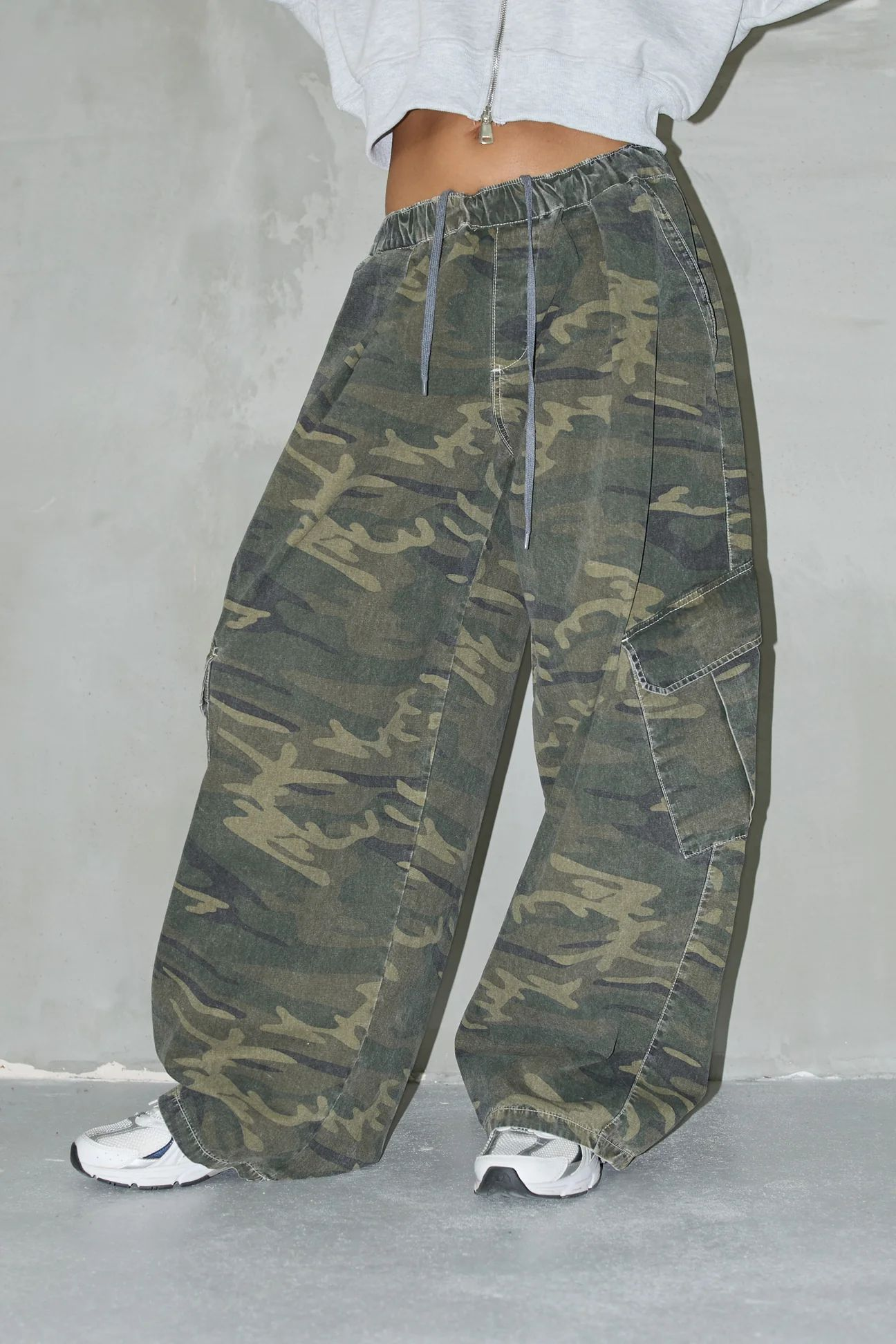 Yeşil Kamuflaj Kargo Cepli Baggy Unisex Pantolon