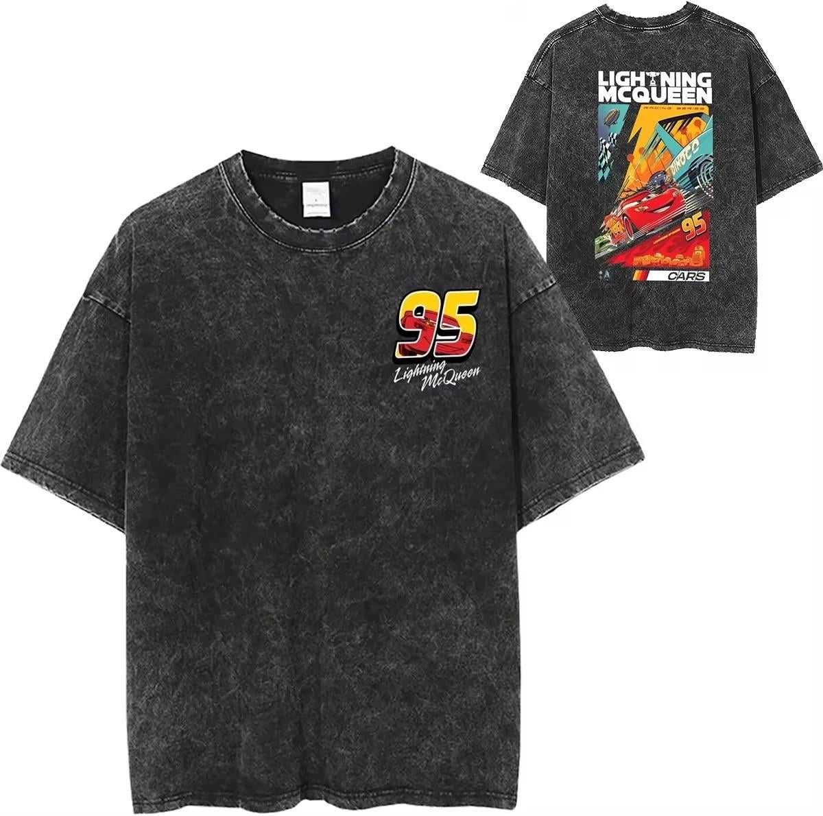 Yıkamalı McQueen Baskılı Unisex Oversize T-shirt