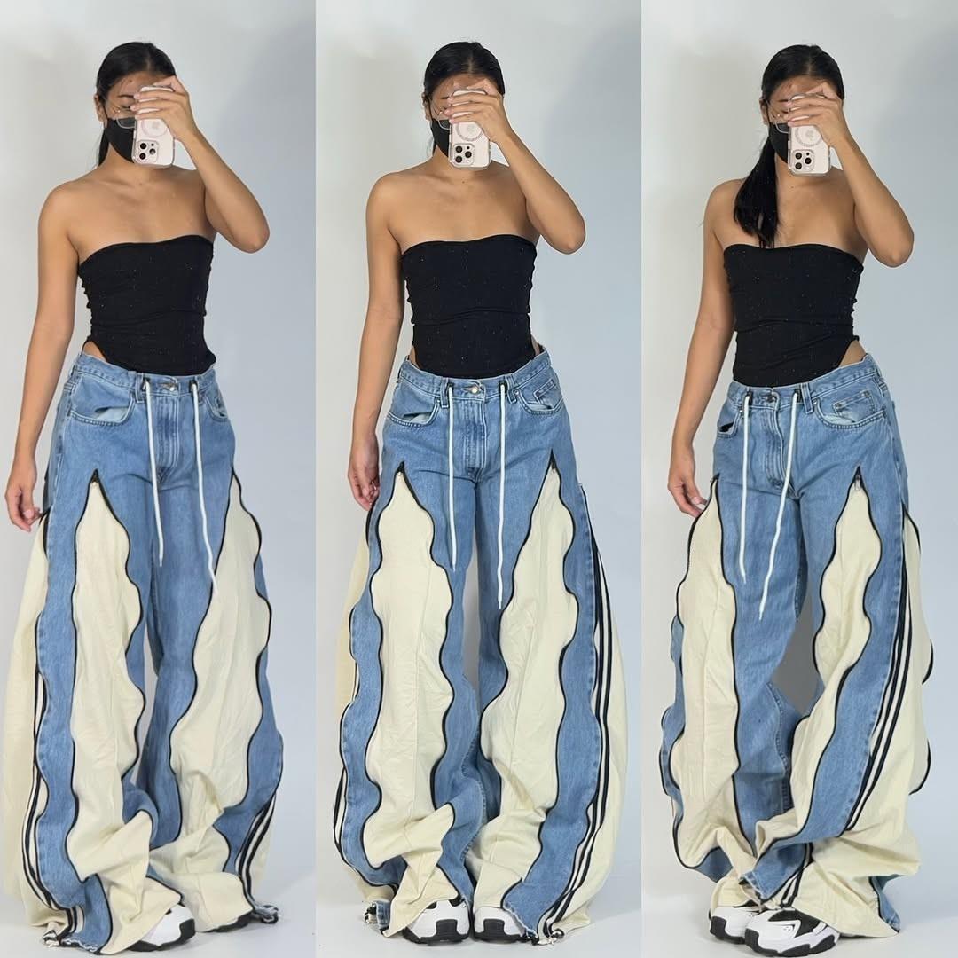 Zipper Detail Premium Baggy Jean Unisex Oversize Pantolon 