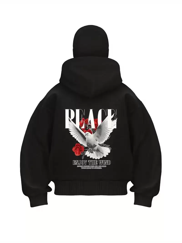 Peace Baskılı Kar Maskeli Ninja Unisex Sweatshirt Hırka