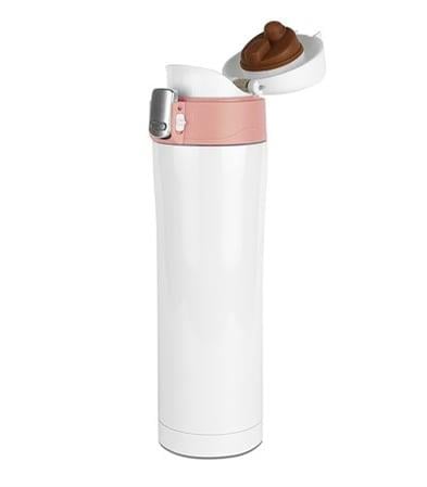 Beyaz Kilitli Çelik Termos 450 ml
