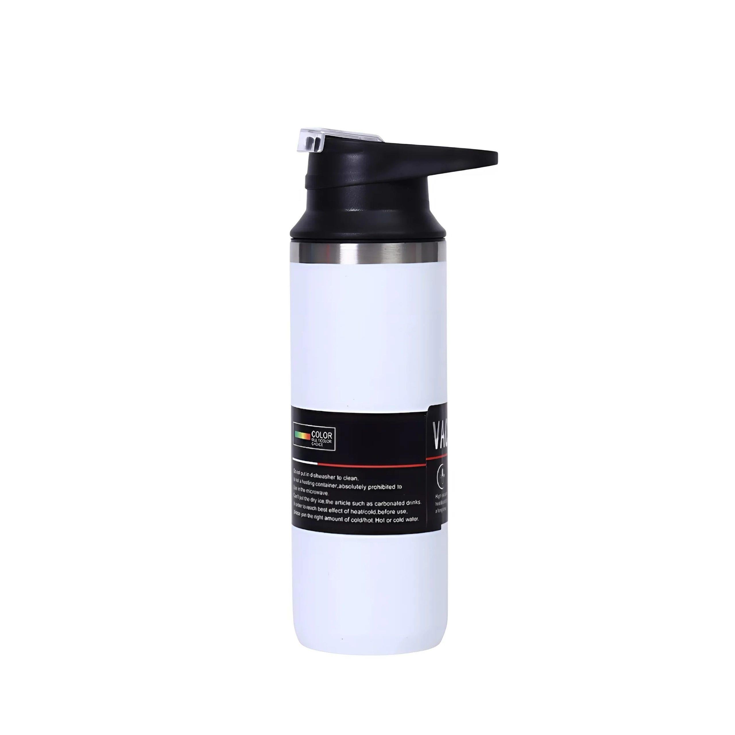 Geometrik Kapaklı Beyaz Çelik Termos 500 ml