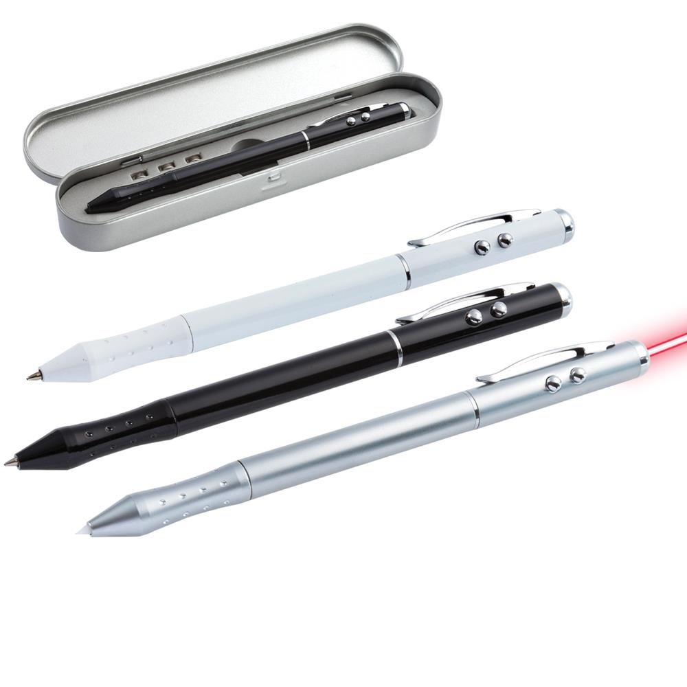 Işıklı Lazer Pointer Metal Kalem Seti