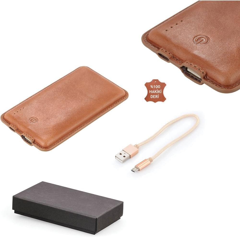 Kahverengi Deri 8.000 mAh Powerbank