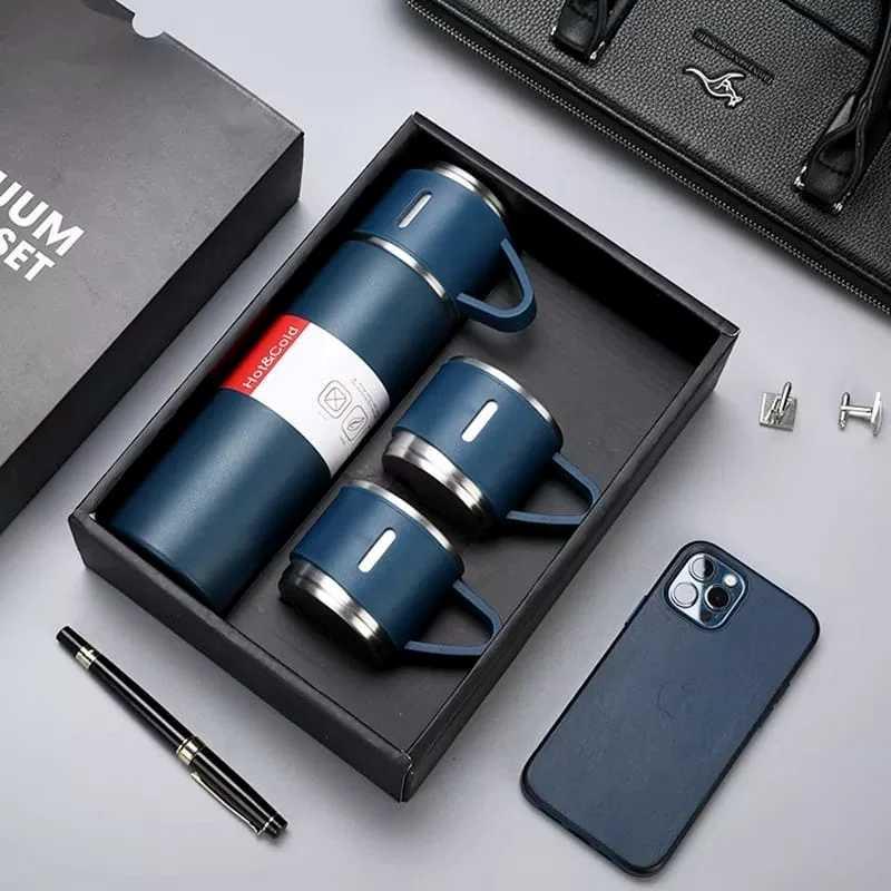 Lacivert 3'lü Çelik Termos Set 500 ml
