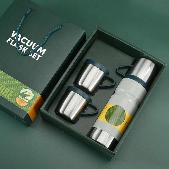 Luks 3'lü Gri Çelik Termos 680 ml