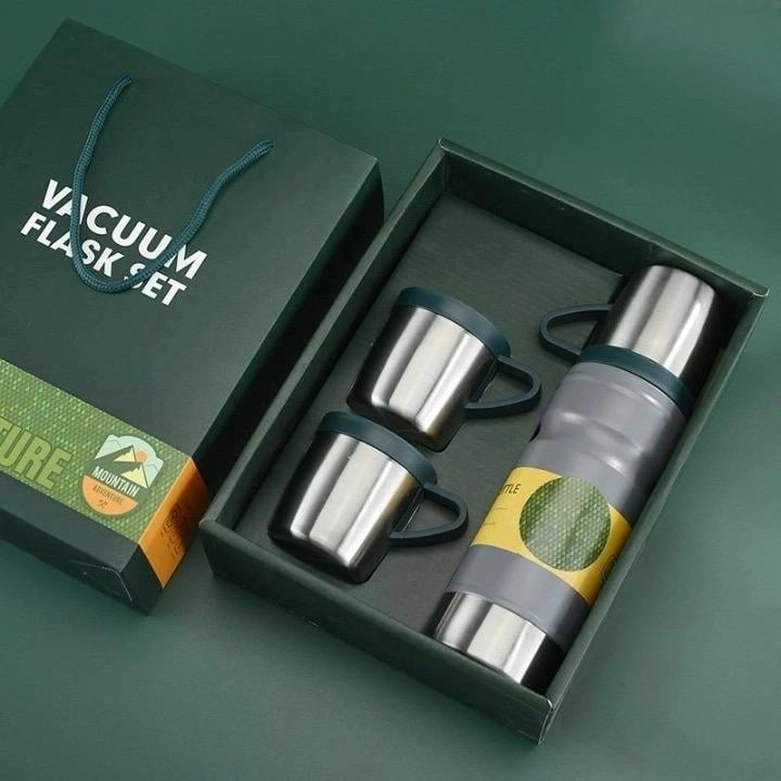 Luks 3'lü Koyu Gri Çelik Termos 680 ml