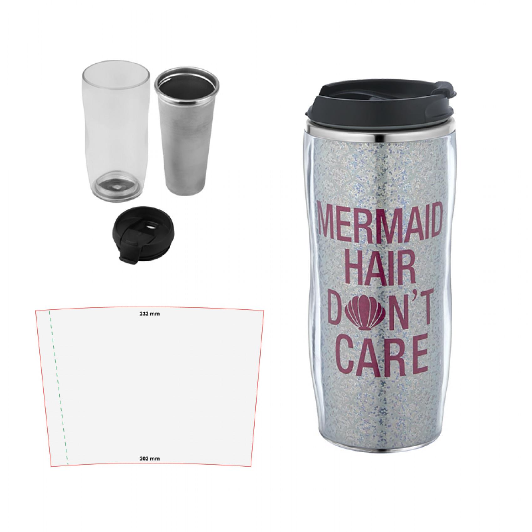 Şeffaf Görünümlü Çelik Kupa Mug 400 ml