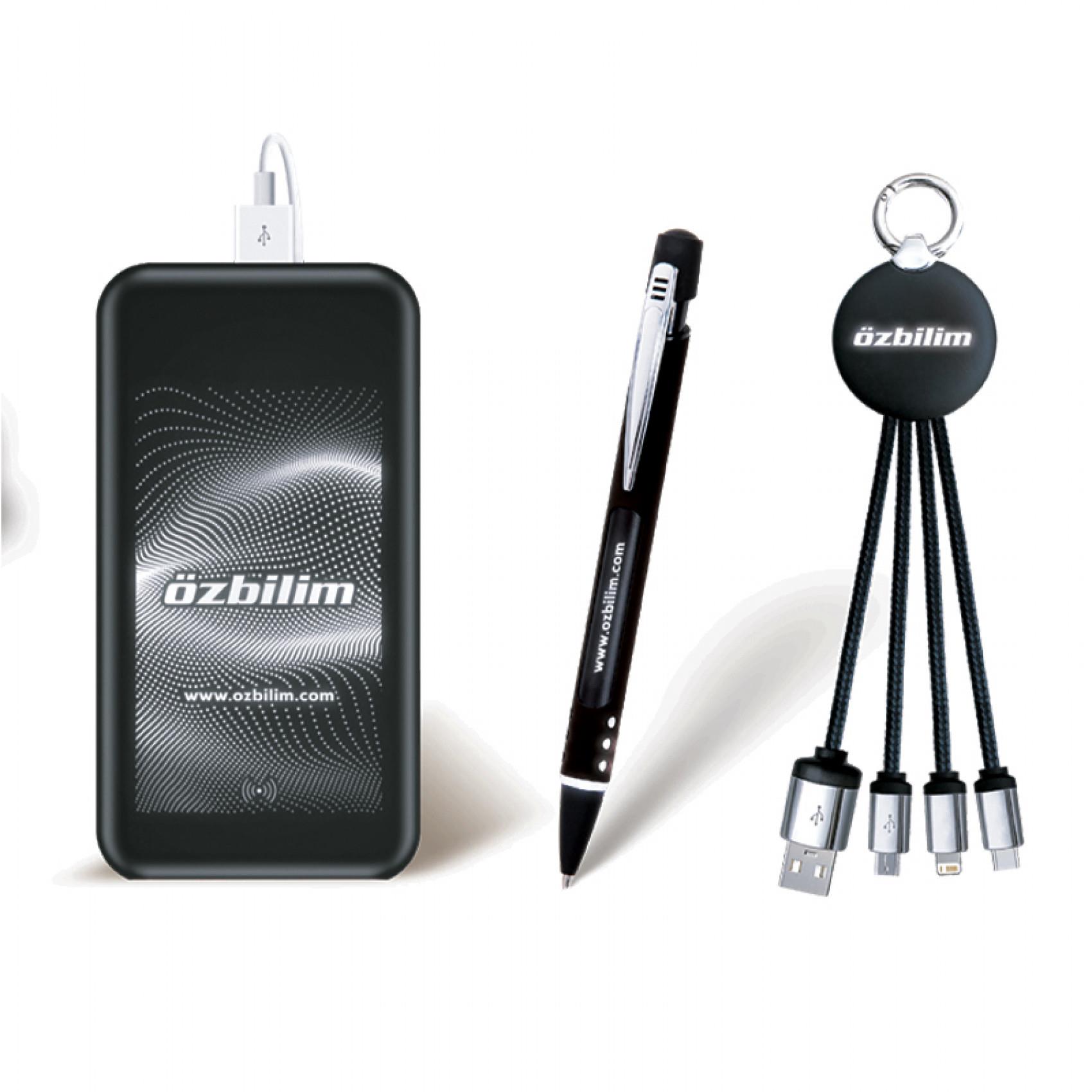 Siyah 3'lü 5.000 mAh Powerbank Seti