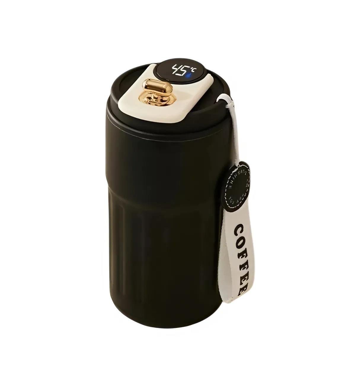 Stil Görünümlü Dereceli Siyah Çelik Termos 500 ml