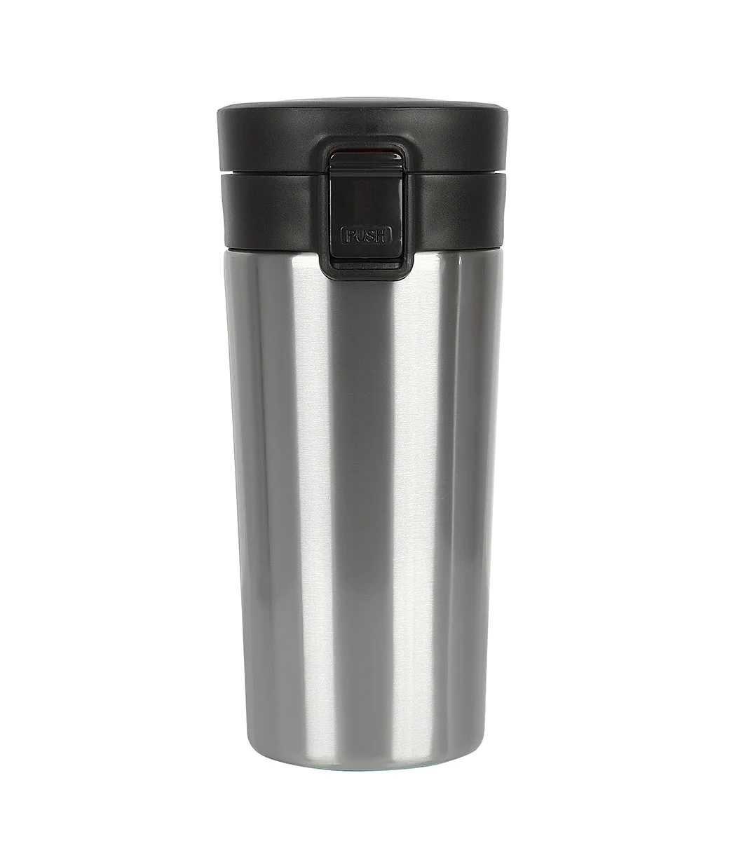 Tuş Mekanizmalı Gri Çelik Termos 350 ml