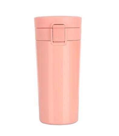Tuş Mekanizmalı Pembe Çelik Termos 350 ml