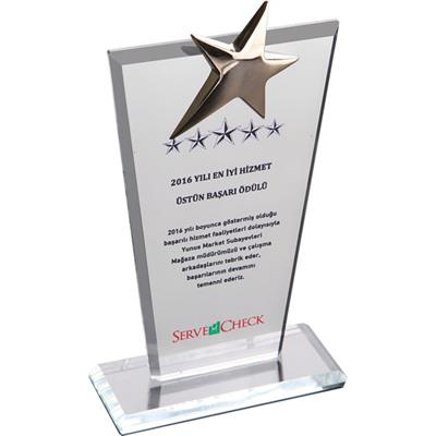 Yıldızlı Kristal Plaket M4