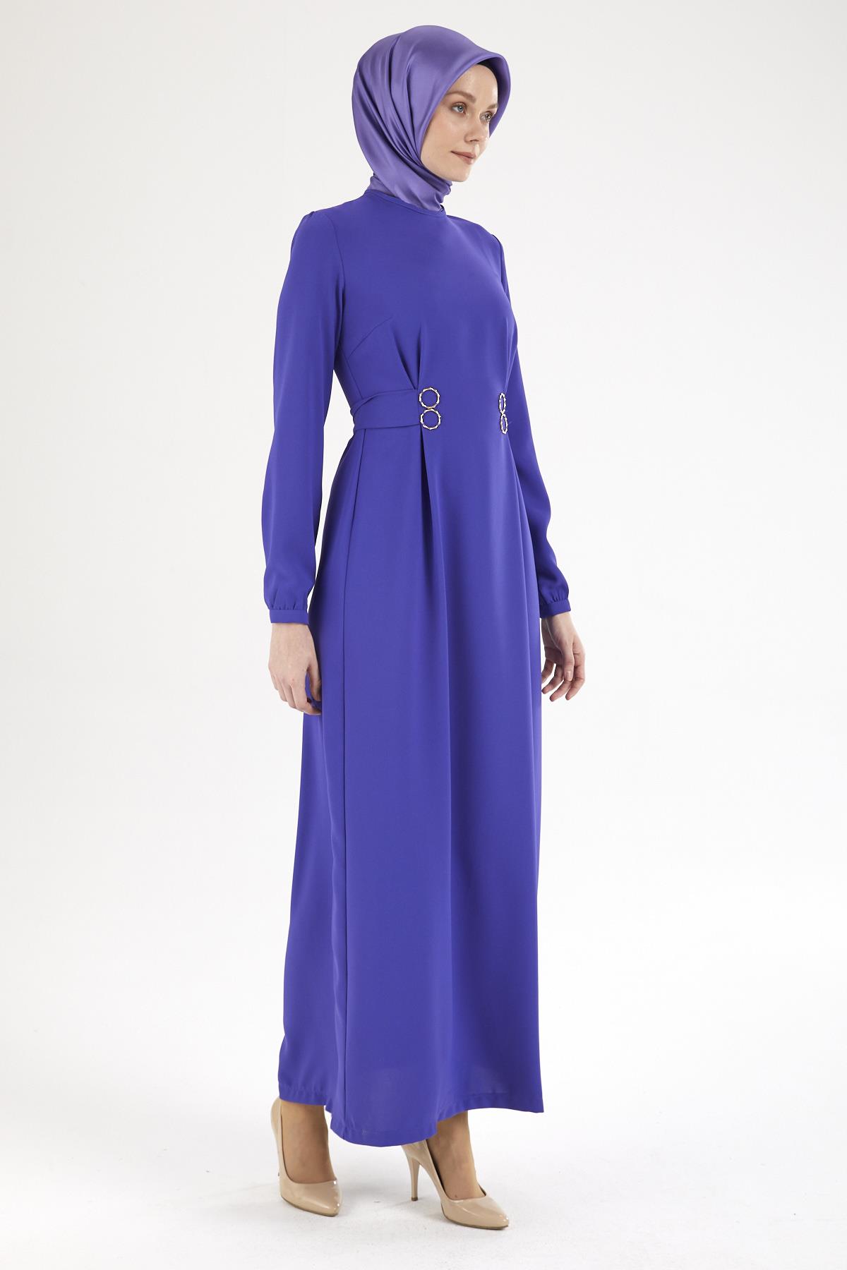ARMİNE TREND Belden Halka Desenli Elbise-Morcivert 25YT926 ARMİNE TREND Belden Halka Desenli Elbise-Morcivert 25YT926