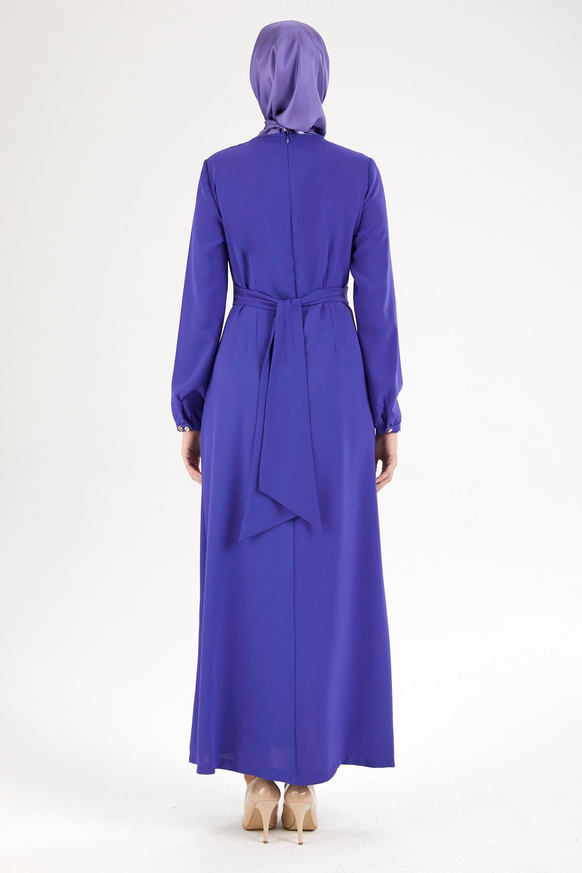 ARMİNE TREND Belden Halka Desenli Elbise-Morcivert 25YT926 ARMİNE TREND Belden Halka Desenli Elbise-Morcivert 25YT926