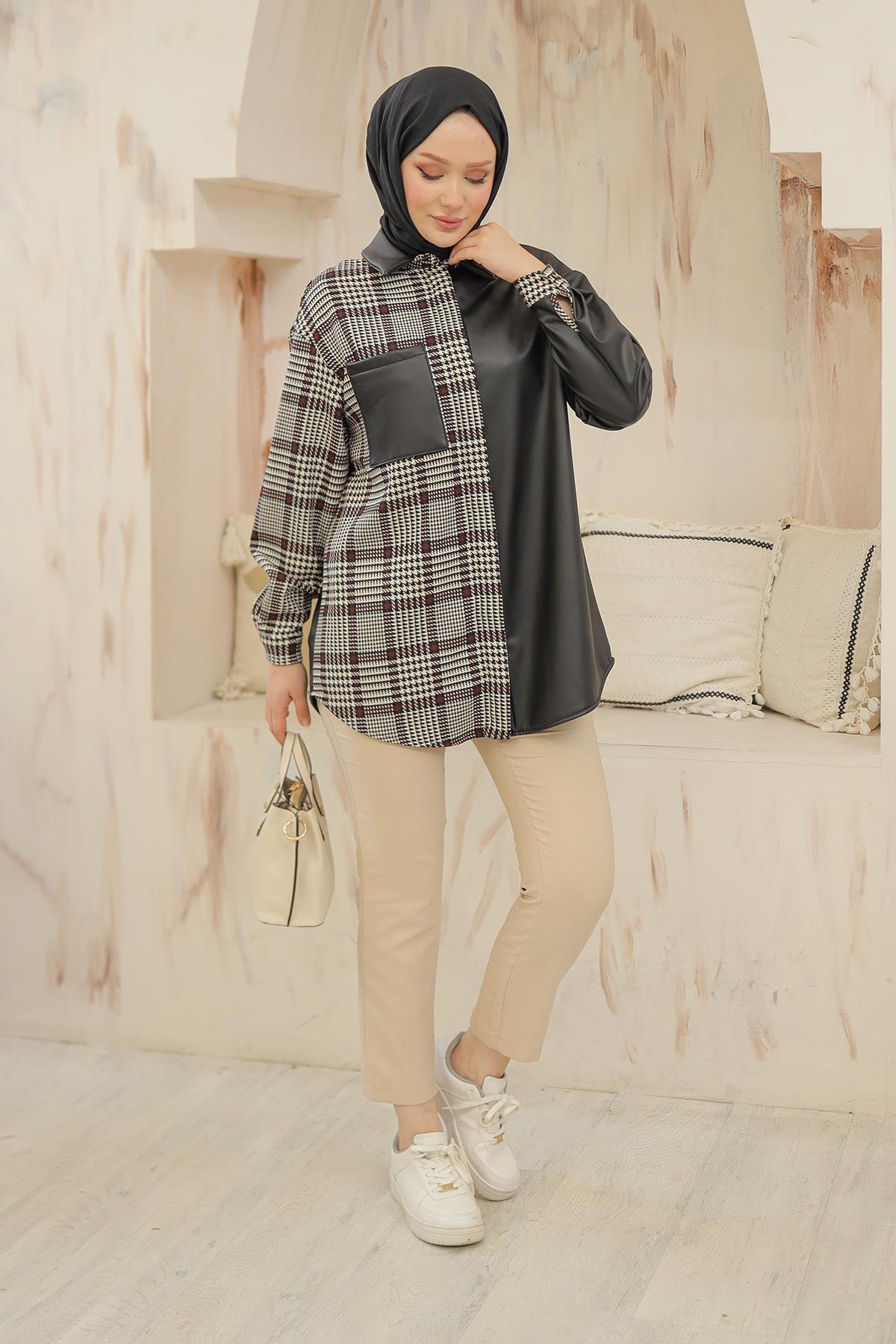 ARMİNE TREND Gömlek Yaka Gizli Düğmeli Tunik Siyah 24KT405 ARMİNE TREND Gömlek Yaka Gizli Düğmeli Tunik Siyah 24KT405