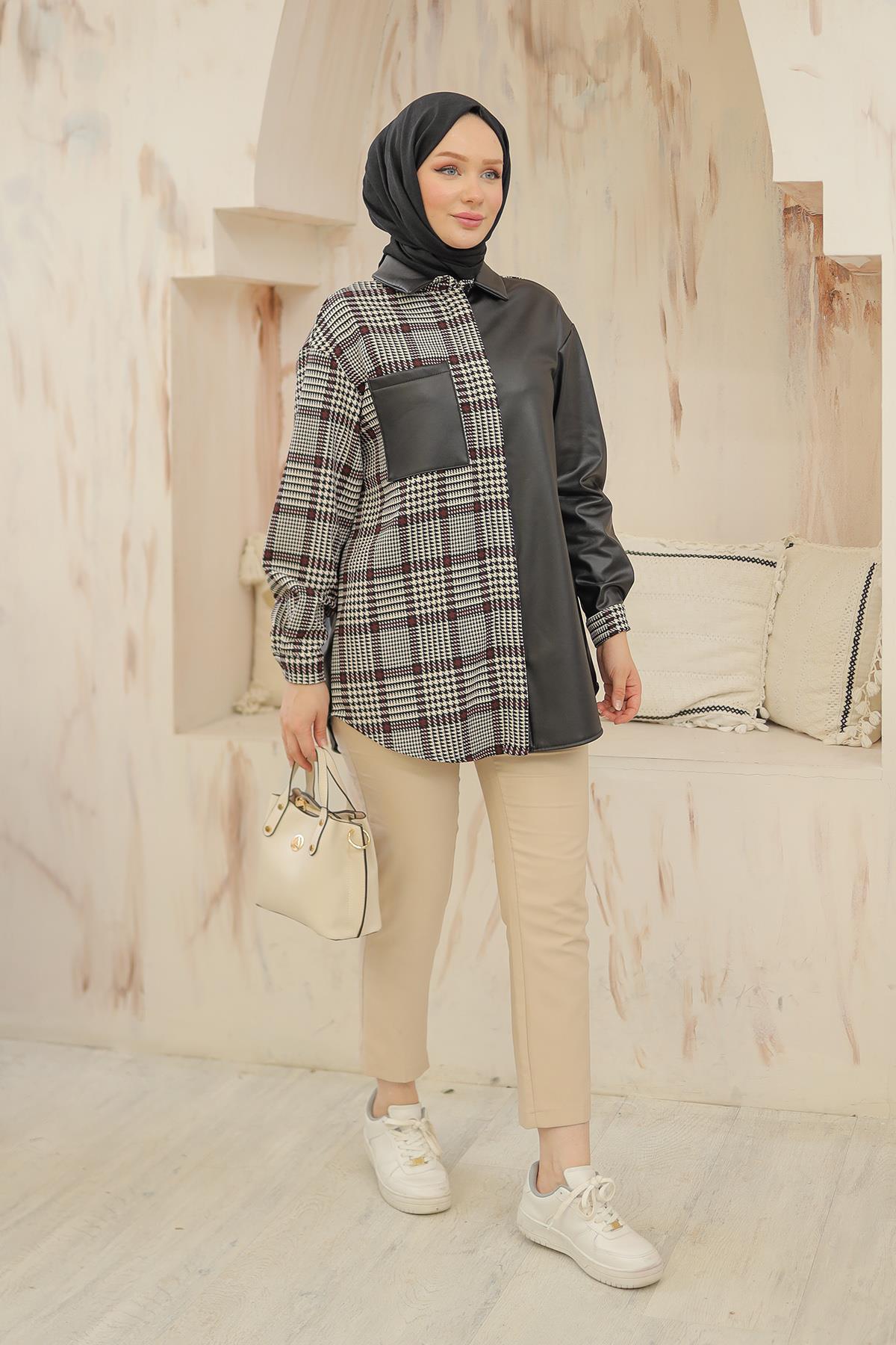 ARMİNE TREND Gömlek Yaka Gizli Düğmeli Tunik Siyah 24KT405 ARMİNE TREND Gömlek Yaka Gizli Düğmeli Tunik Siyah 24KT405