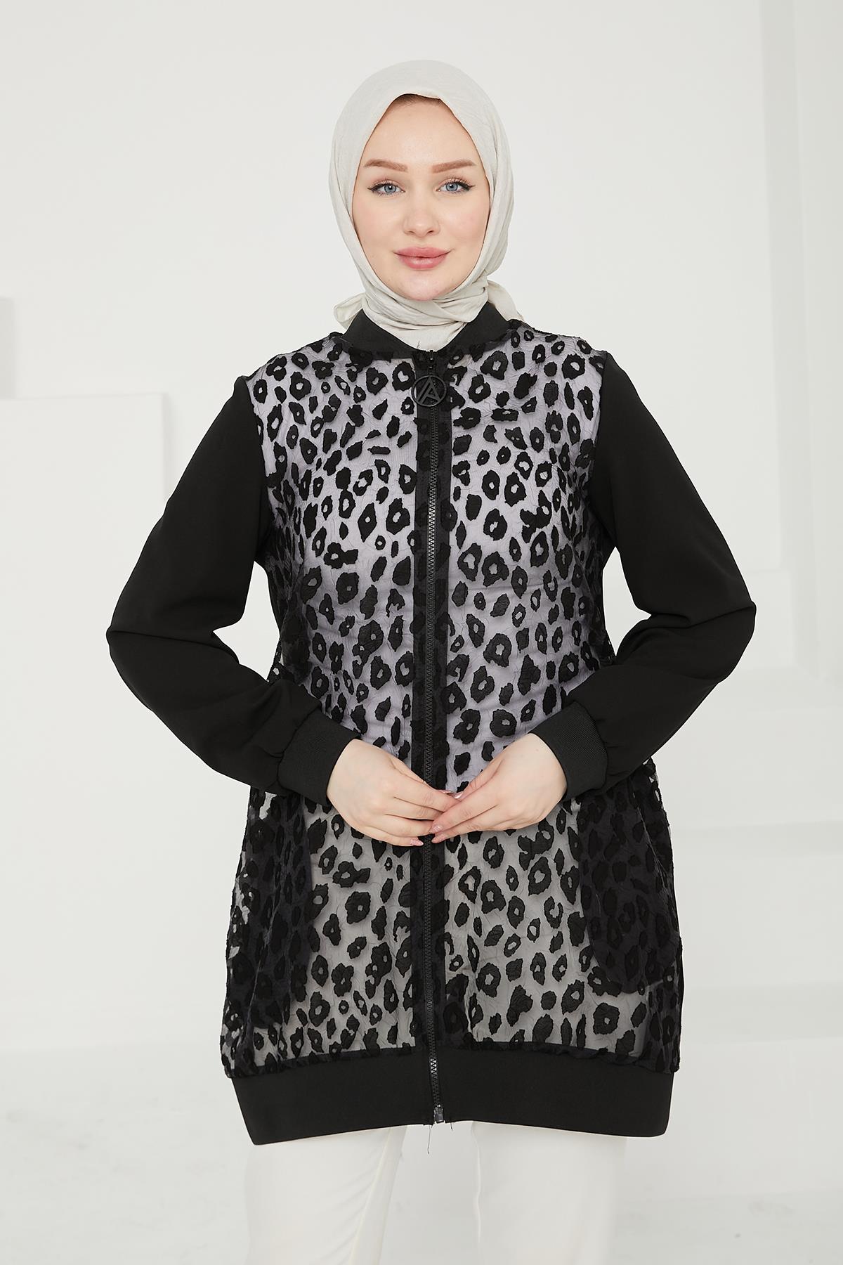 ARMİNE TREND Önü Desenli Organze Kumaş Astarsız Tunik-Siyah 24KT431 ARMİNE TREND Önü Desenli Organze Kumaş Astarsız Tunik-Siyah 24KT431