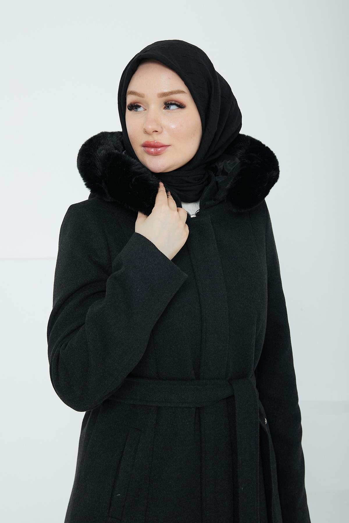 ARMİNE TREND Seyyar Kapüşonlu Belden Kuşaklı Kap-Antrasit 24KT742 ARMİNE TREND Seyyar Kapüşonlu Belden Kuşaklı Kap-Antrasit 24KT742