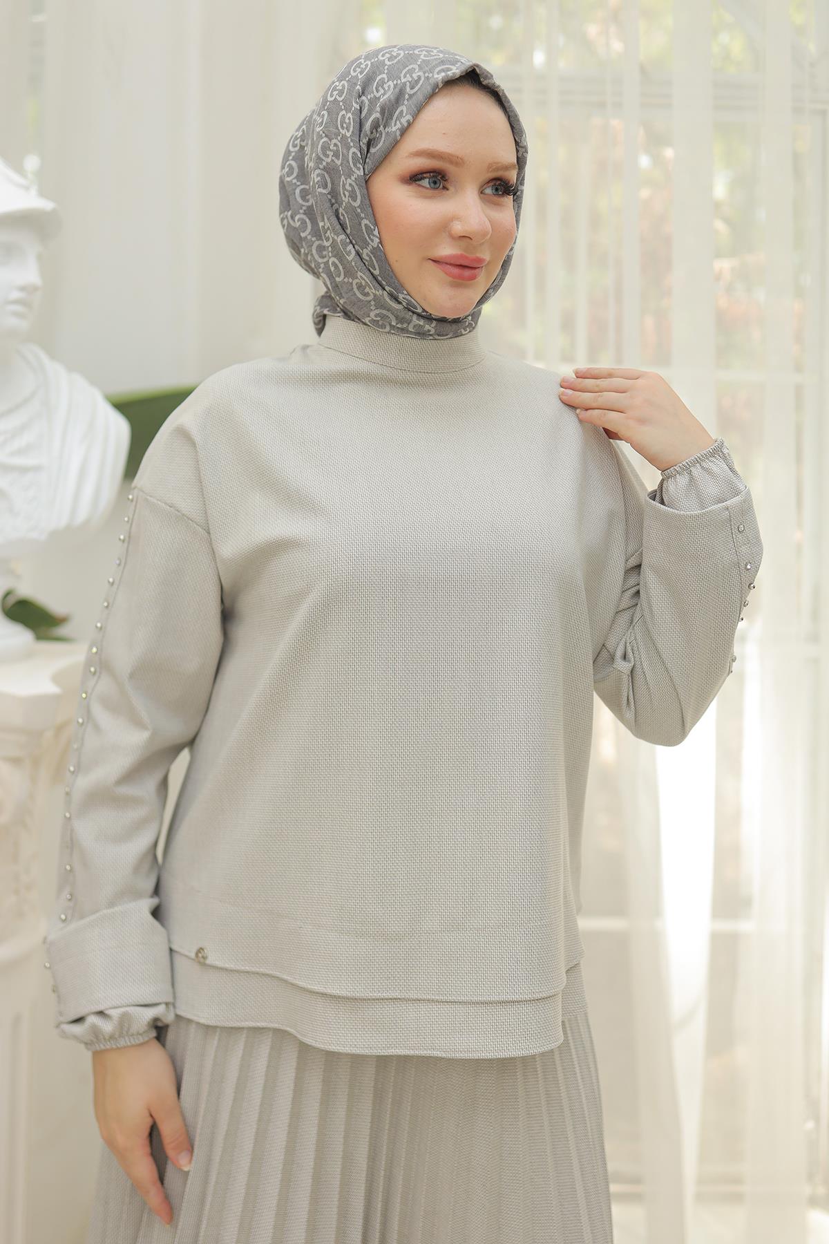 ARMİNE TREND Taş Detaylı Eteği Piliseli İkili Takım Taş 24KT614 ARMİNE TREND Taş Detaylı Eteği Piliseli İkili Takım Taş 24KT614