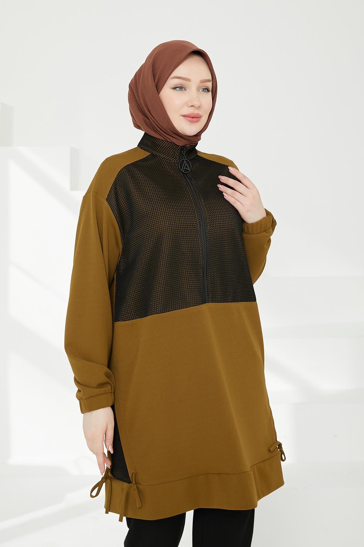 ARMİNE TREND Yarım Fermuarlı File Detaylı Tunik-Yağ Yeşili 24KT434 ARMİNE TREND Yarım Fermuarlı File Detaylı Tunik-Yağ Yeşili 24KT434