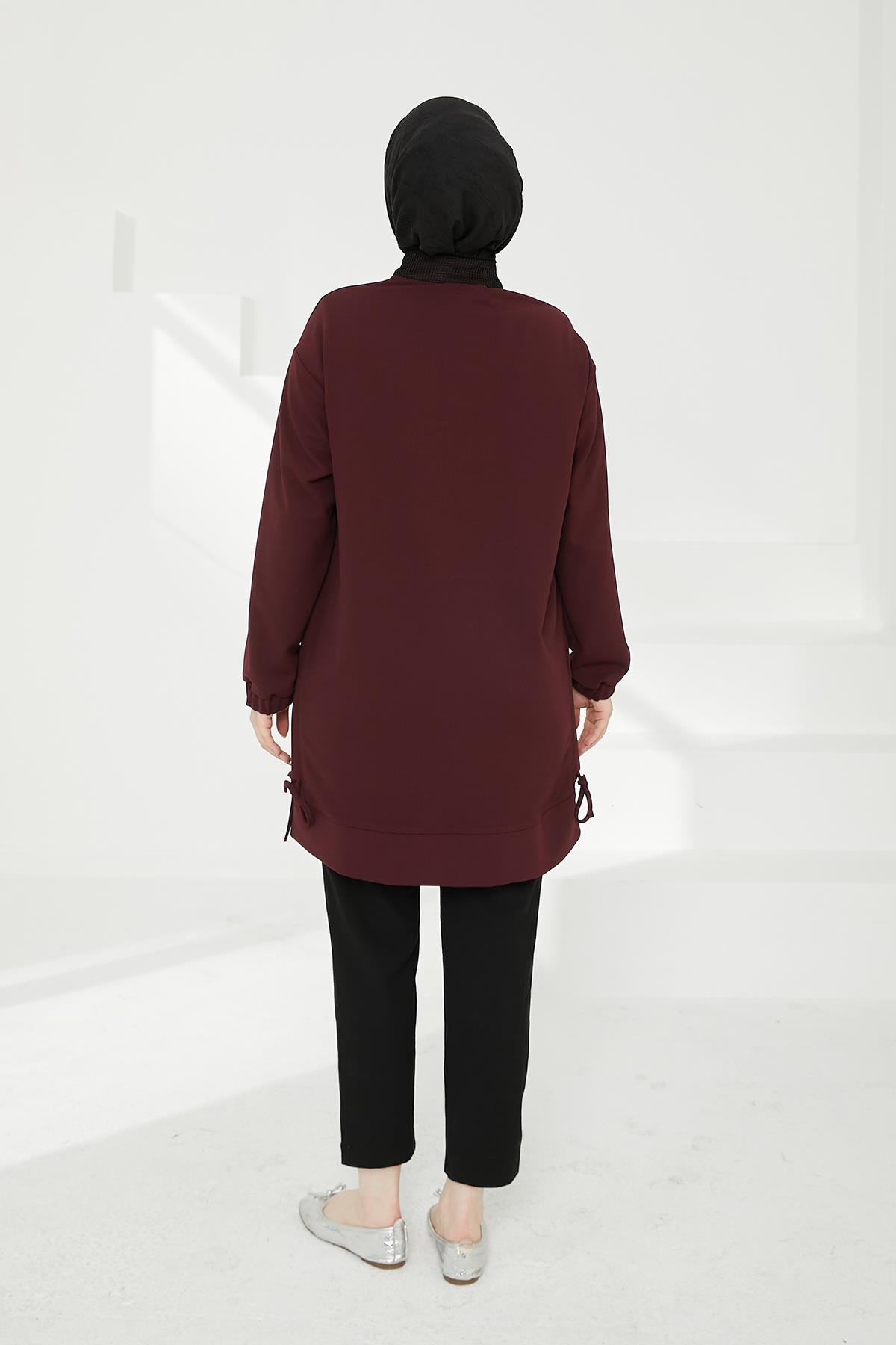 ARMİNE TREND Yarım Fermuarlı File Detaylı Tunik-Bordo 24KT434 ARMİNE TREND Yarım Fermuarlı File Detaylı Tunik-Bordo 24KT434