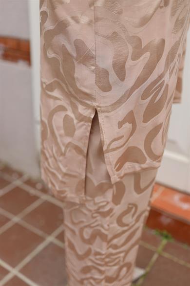 AMİNE TREND Dijital Baskı Desenli Pantolonlu İkili Takım Vizon 25YT627