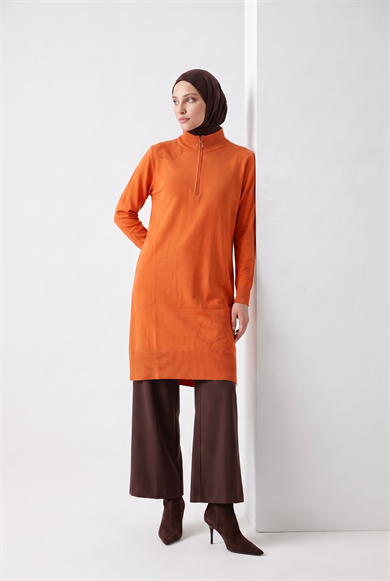Armine Çiçek Desenli Triko Tunik 25KTD4111 Şeftali