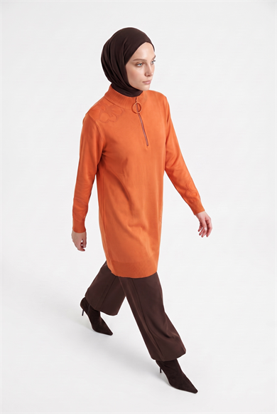 Armine Çiçek Desenli Triko Tunik 25KTD4111 Şeftali