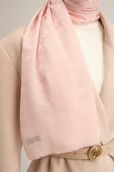 Armine Elegance İpek Pamuk Kare Monogram Şal 10066